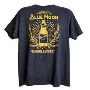 Blue Moon Brewing Company Tee Size Large Navy Gold Craft Beer Logo Brewery Merch